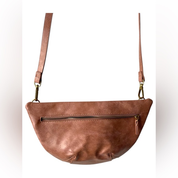 Anthropologie Half Moon Vegan Leather Crossbody Bag – Adjustable Strap – Brown